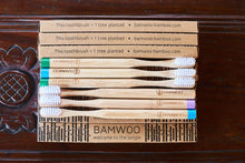 Multi coloured Year's Supply 6 pack of BAMWOO's bamboo toothbrushes