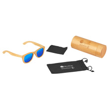 Eco Bamboo Jungle Sunglasses set with travel case from BAMWOO x DELAYON in light bamboo colour