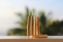 Interdental tooth brushes made from bamboo sitting in the sun